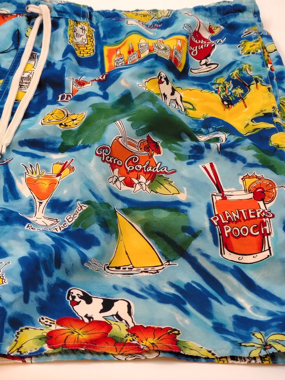 Big Dogs Blue Tropical Print Men's Swim Trunks - Picture 2 of 8